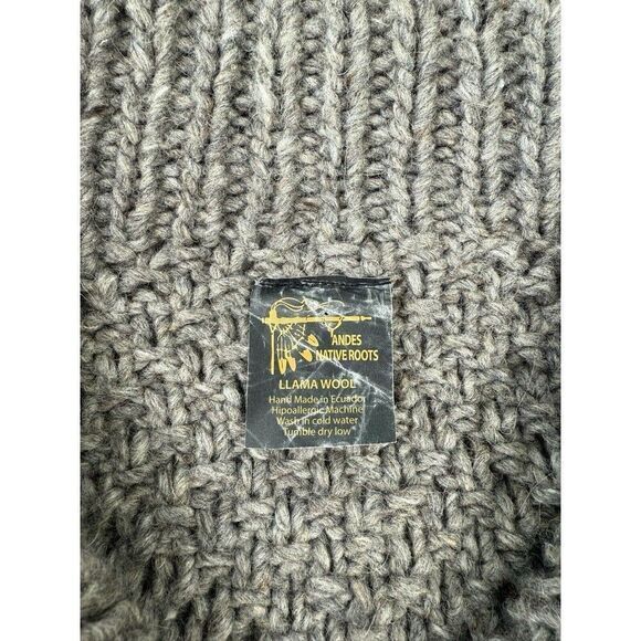 Andes Native Roots Cardigan Sweater Chunky Cable Knit Shawl Collar Llama Wool L - Picture 2 of 9